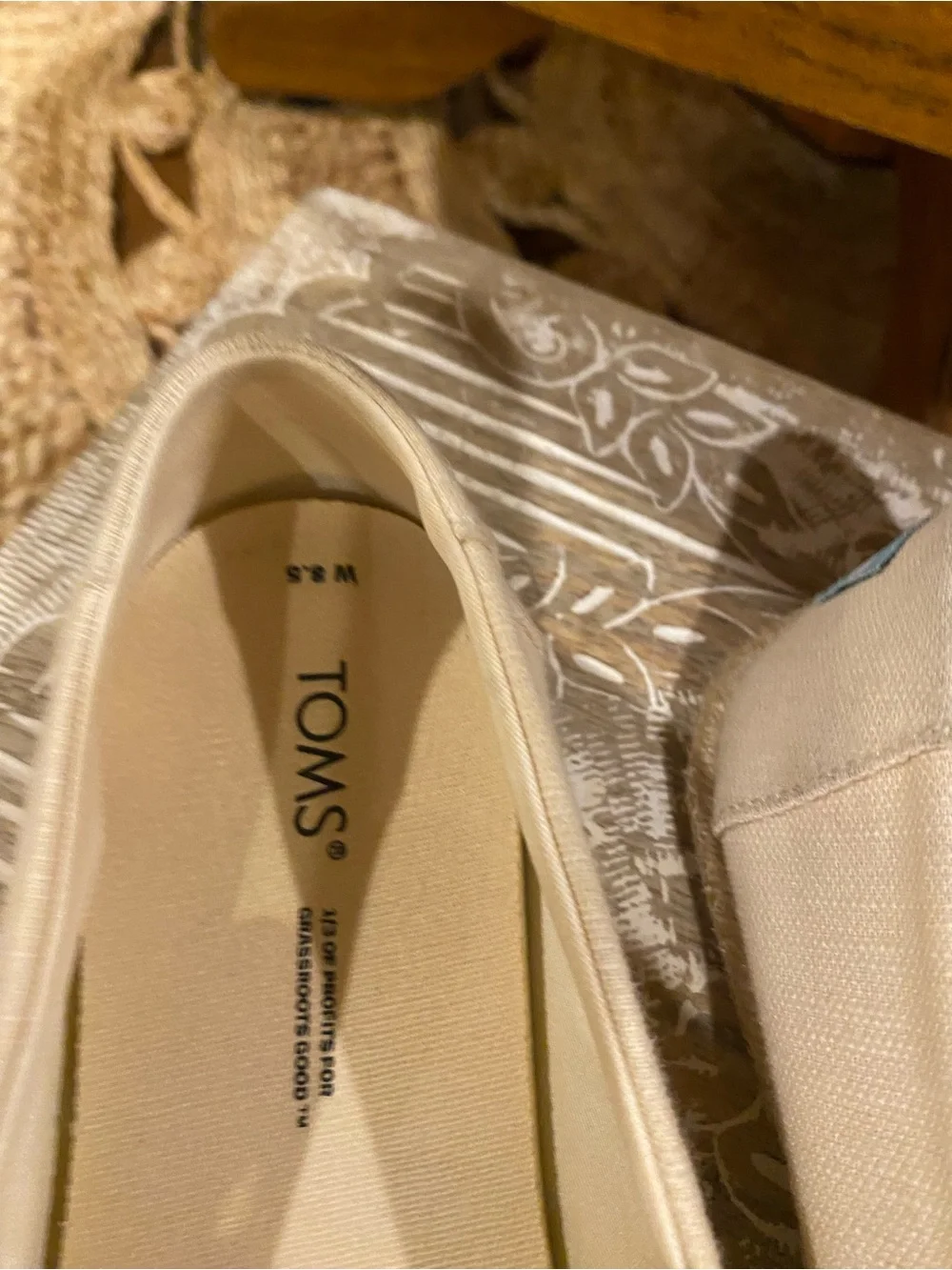 Toms Beige Canvas Espadrille Flats